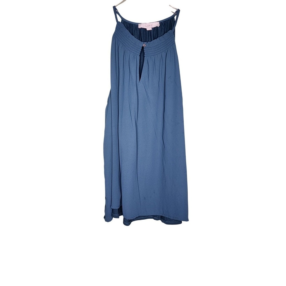 Loft Teal Blue Sleeveless Top Beach Vacation Keyhole Neck Boho Flowy XL